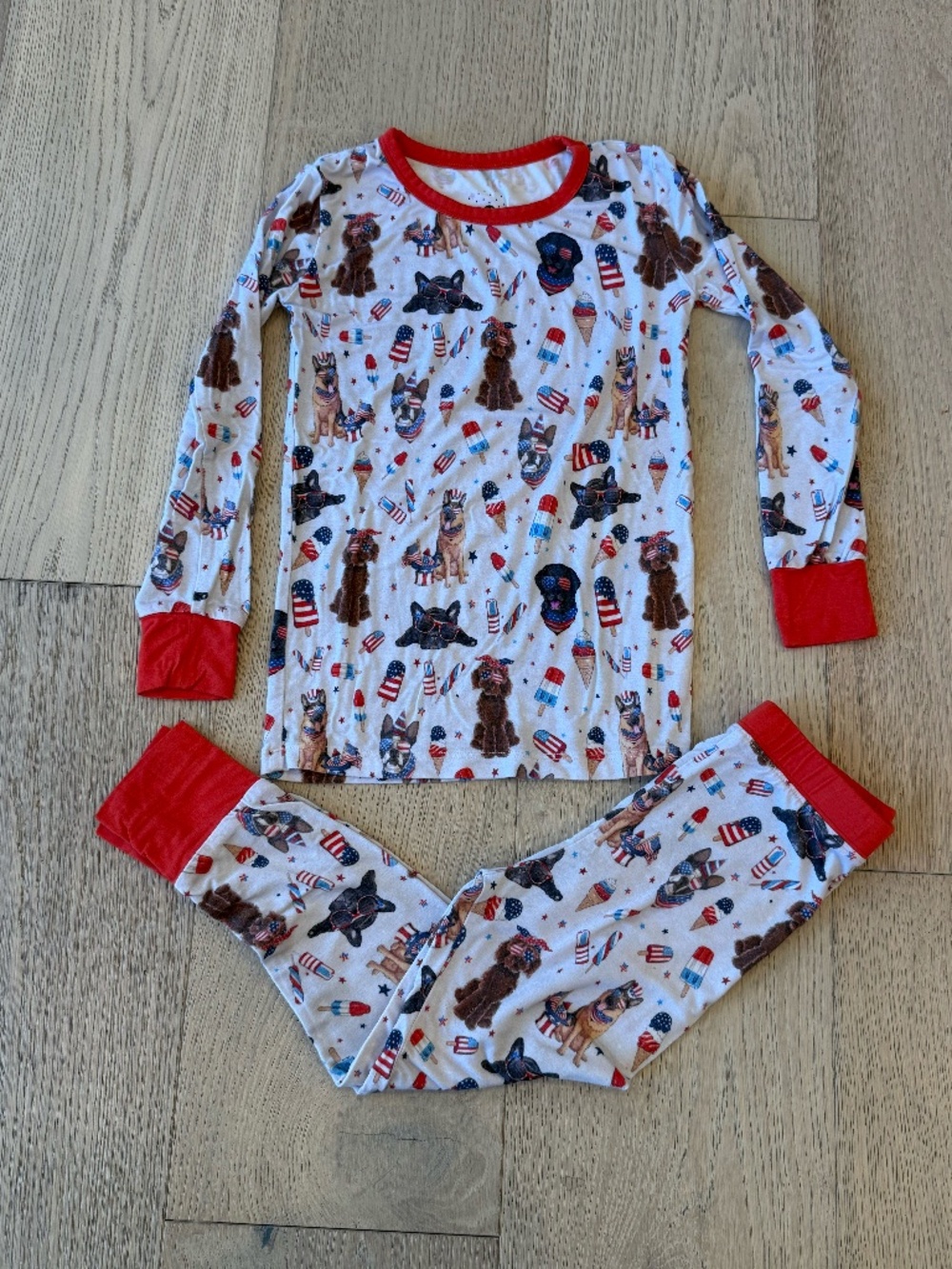 Monkeeroos Patriotic Dogs Bamboo Pajama Set | 5T | 4th of July